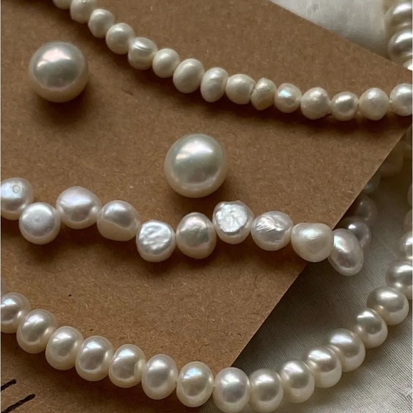 Zara Gold Irregular Baroque Keshi Pearls White Freshwater Pearl Chain Bracelet - Picture 7 of 16